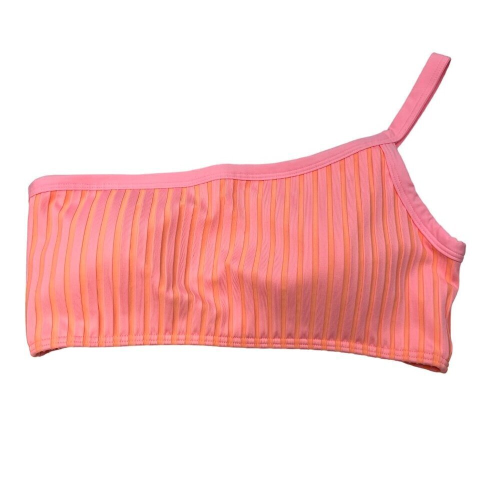 L*Space Women’s Axel Single Strap Bikini Top Pink/Orange Striped Size XL New